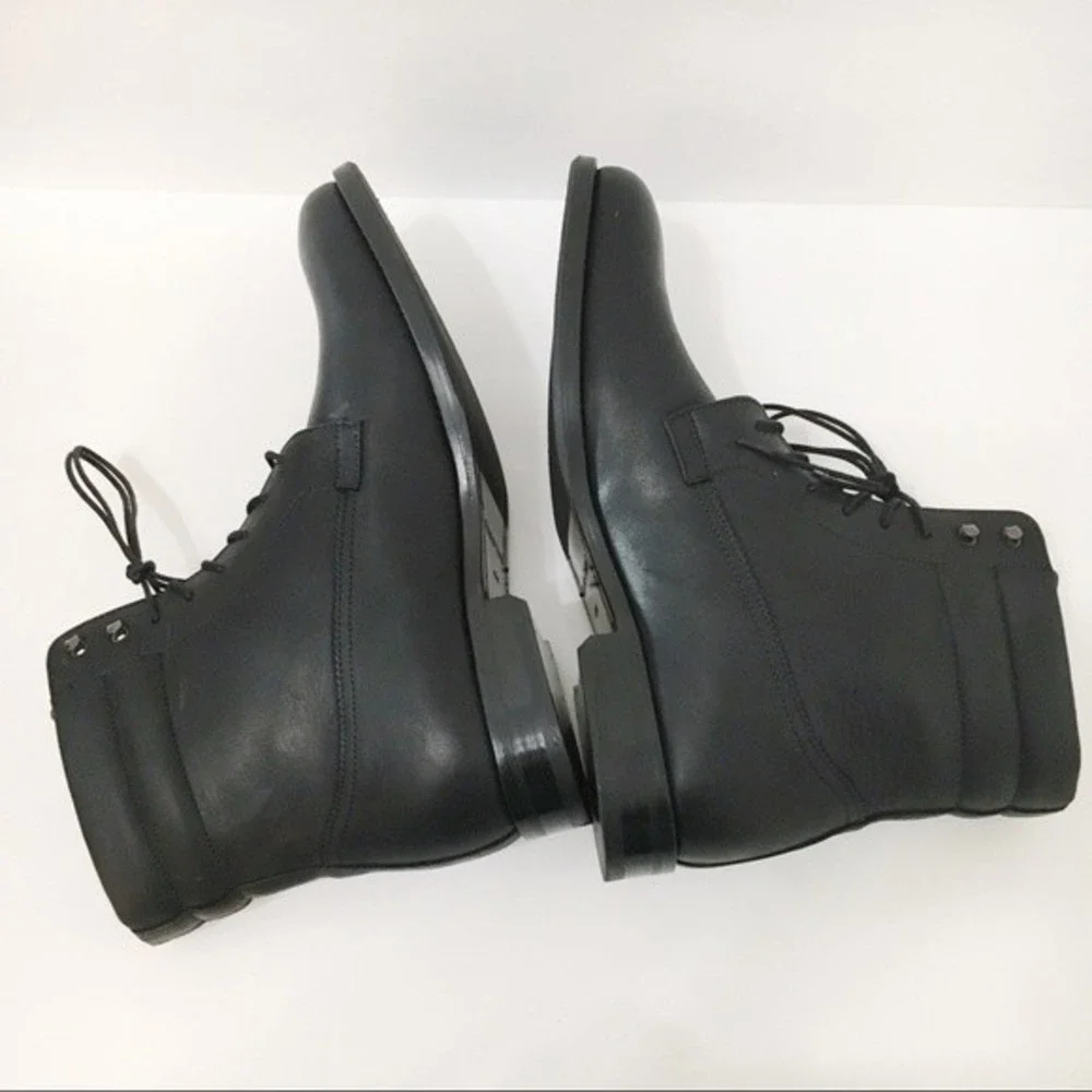 NEW Bacco Bucci‎ Mezlan Cesc Lace Up Men's Black Leather Boots Shoes Size 10